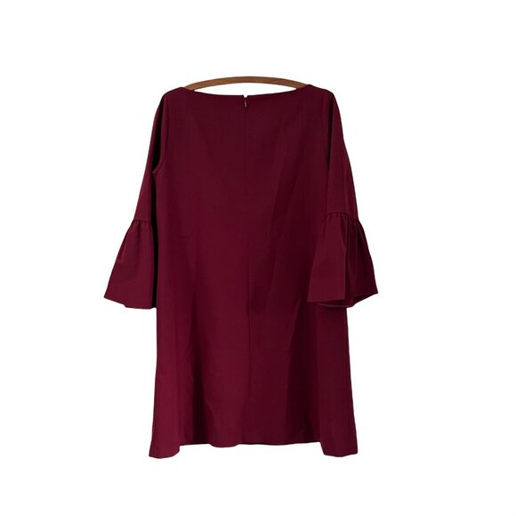 Lafayette 148 New York Wine Red Wool Blend Ruffle Sleeve Shift Dress Size Large - Picture 5 of 5